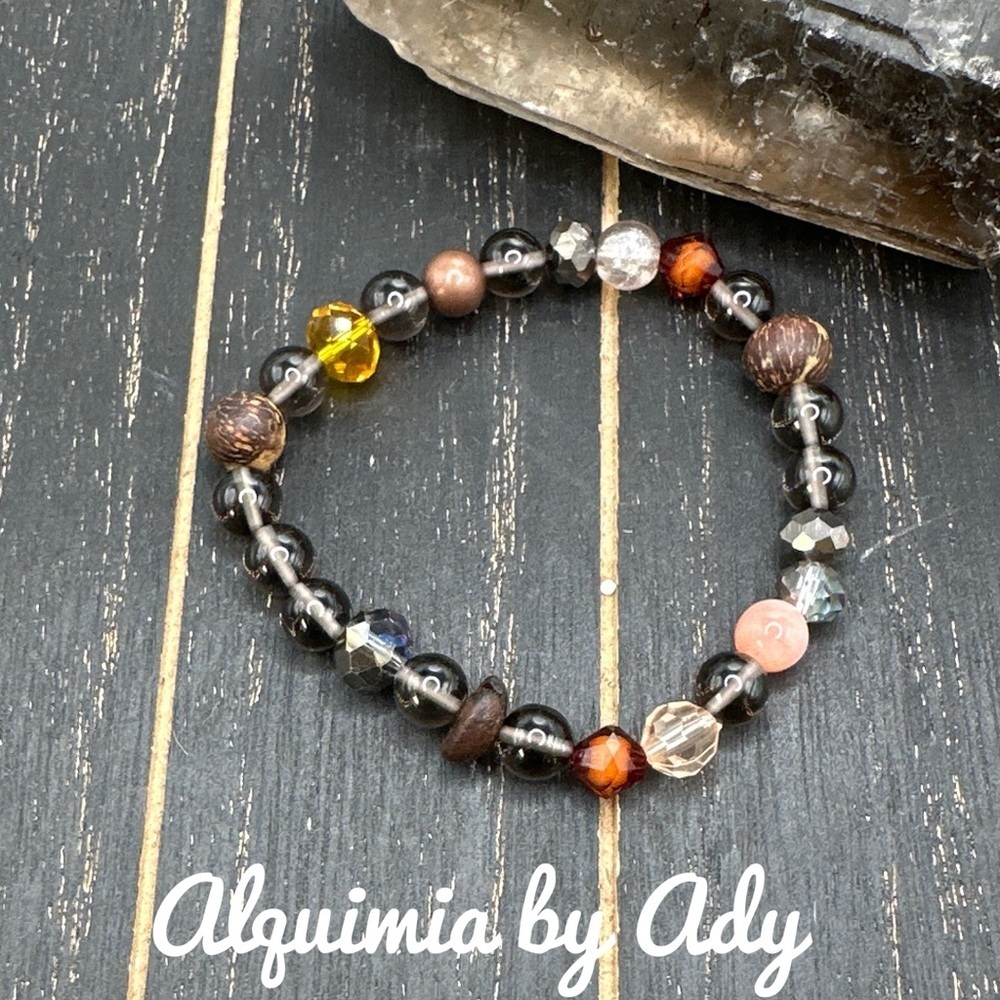 Smokey Quartz beaded bracelet/speeding laws of karma/ protection for Scorpio